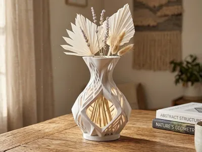 Geometric Lattice Foliage Vase