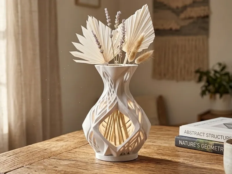 Geometric Lattice Foliage Vase