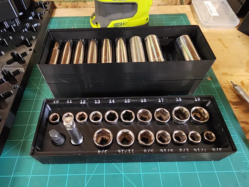 Craftsman 3/8th SAE Deep Socket Tray - Gridfinity - Free 3D Print Model ...