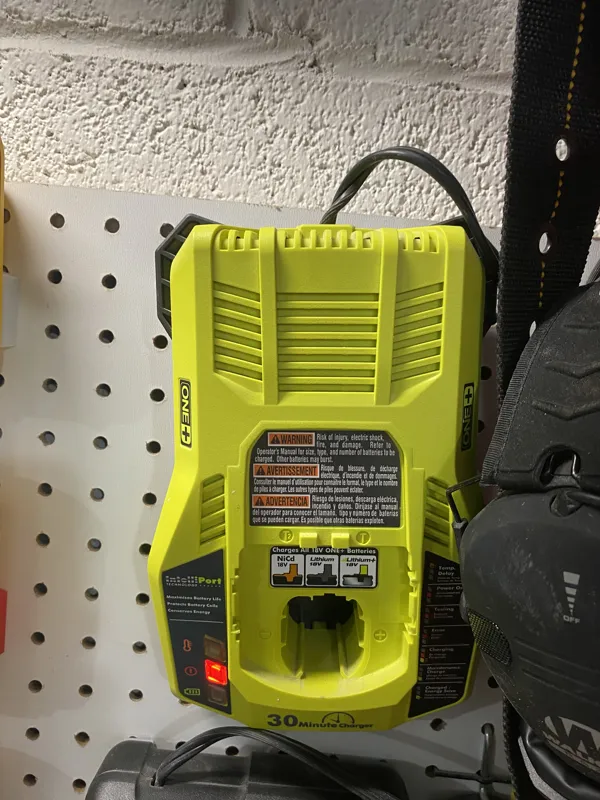 Ryobi P117 Charger Pegboard mount