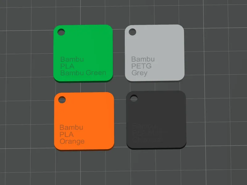4x Filament Swatches with Text