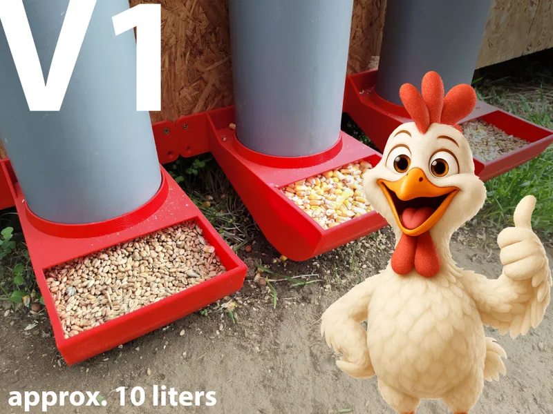 Chicken feeder for pipe 100 mm - grain hopper