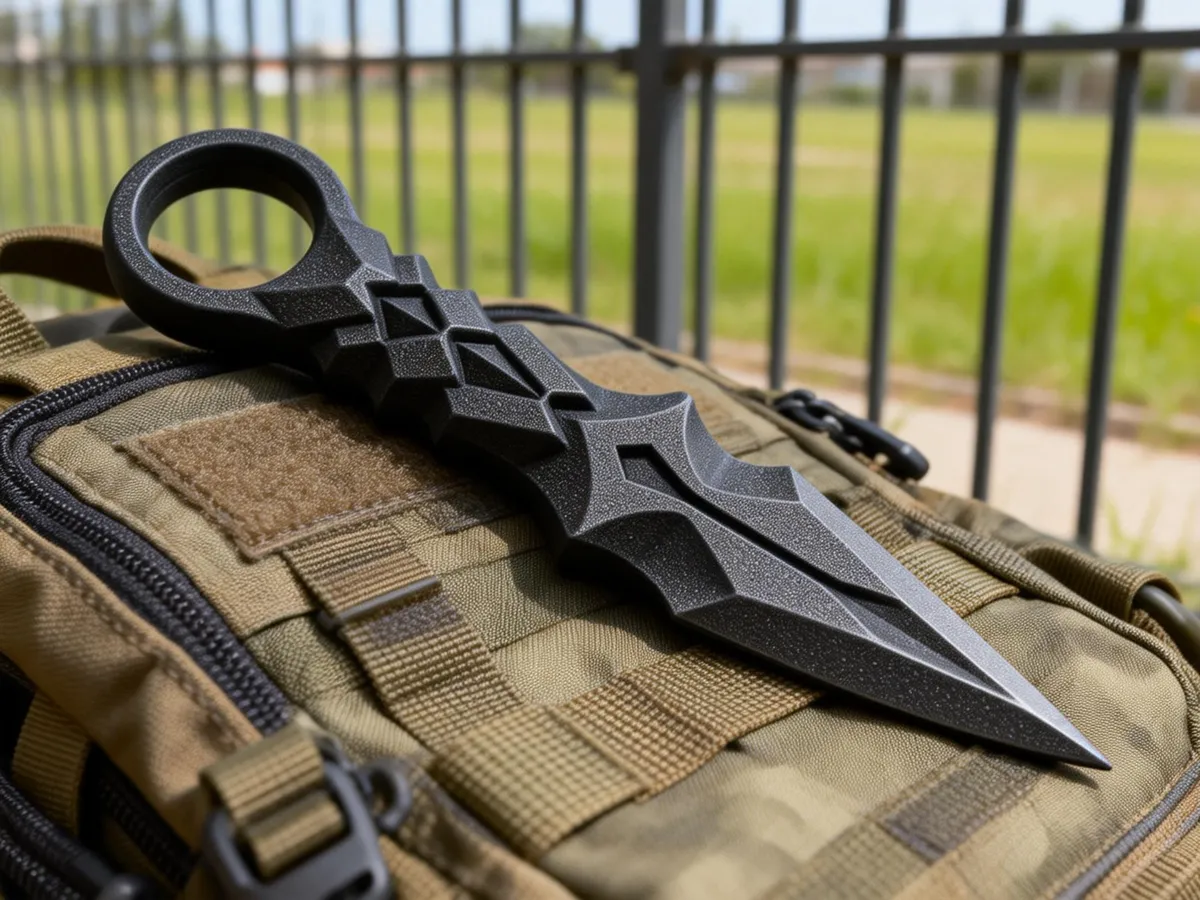 Regalo da collezione con anello decorativo a tema coltello da combattimento