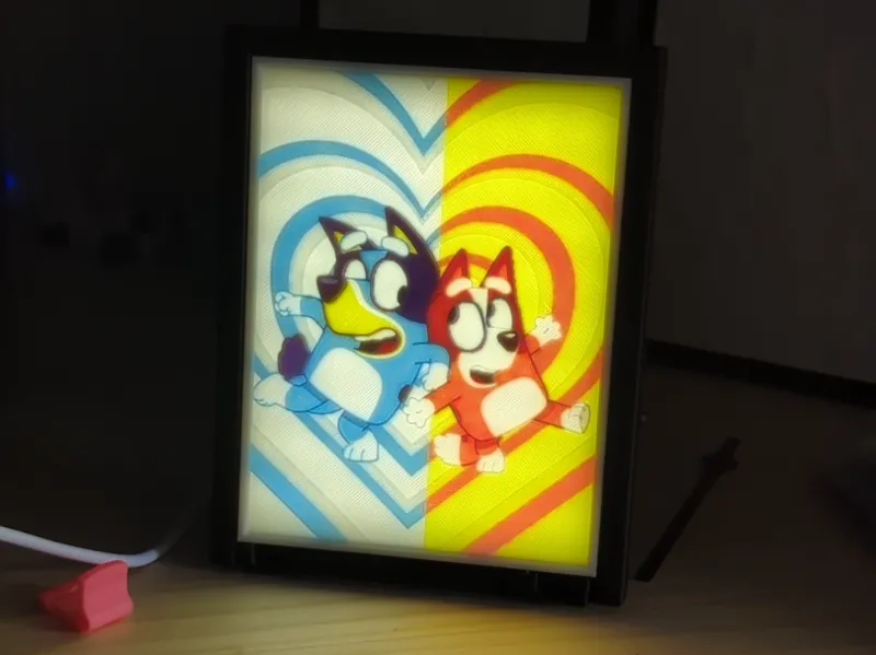 Bluey and Bingo full colour lithophane light box