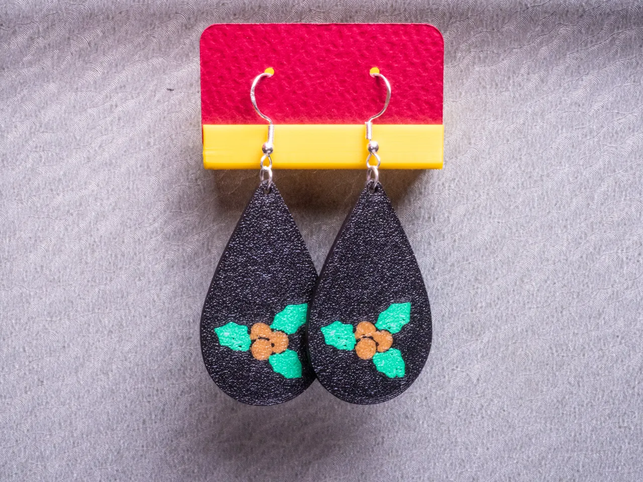 Holly Earrings for Christmas view 2