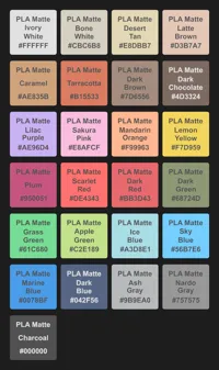 PLA MATTE SWATCHES & INFILL
