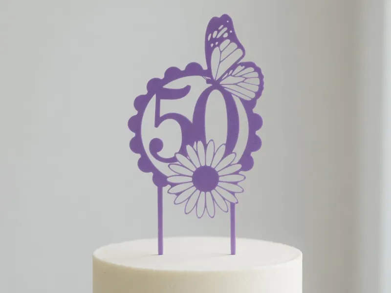 50th Butterfly & Daisy Cake Topper