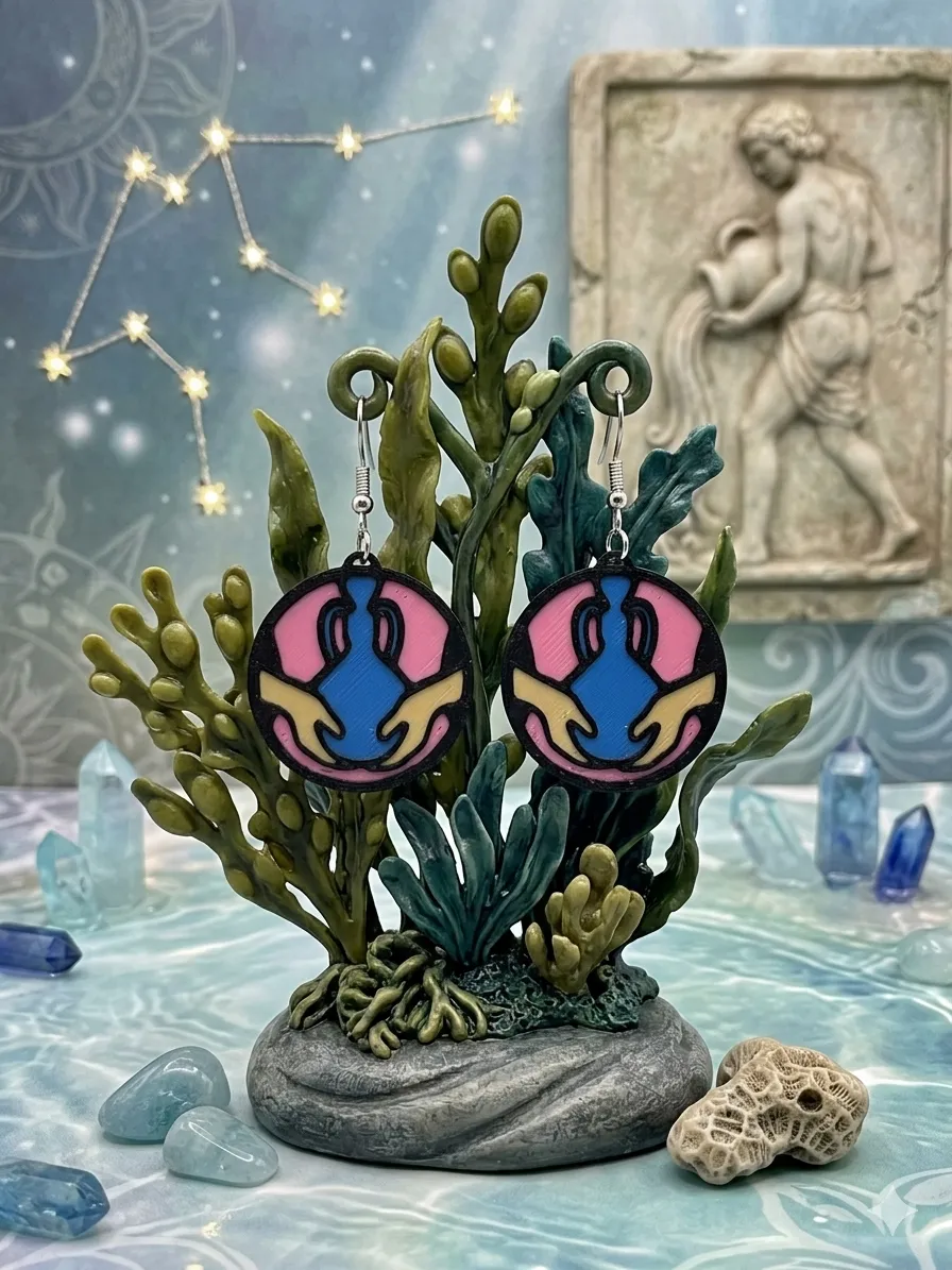 Aquarius Earrings - Zodiac Series view 2