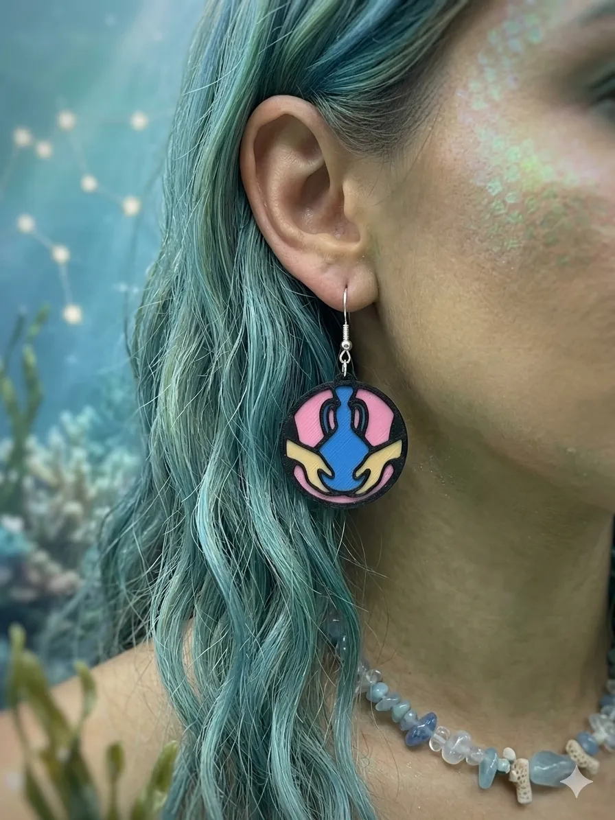 Aquarius Earrings - Zodiac Series view 3