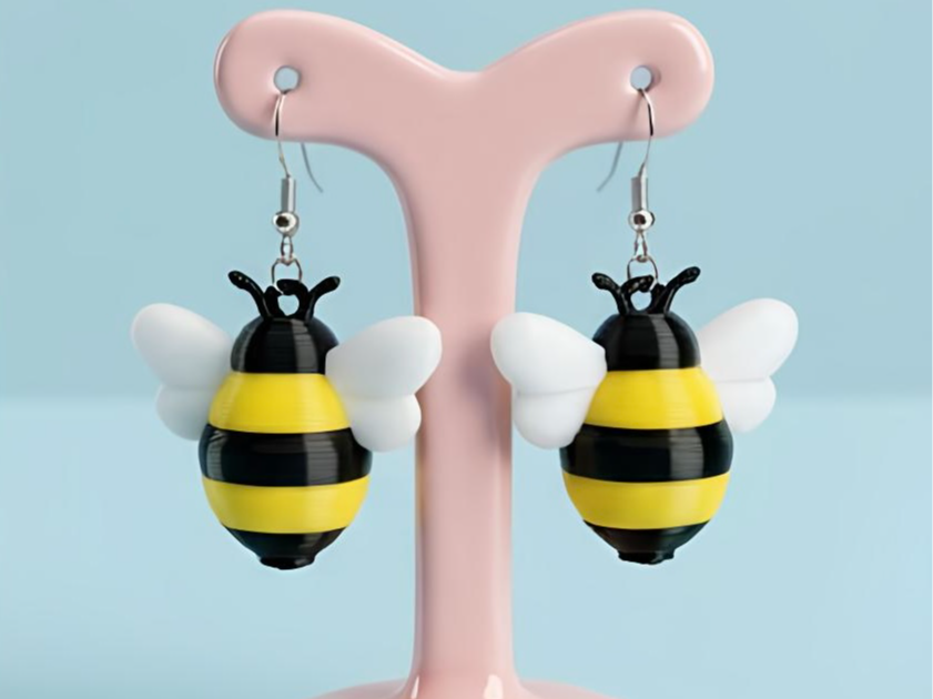 Cute Bee Earrings Multicolor AMS Easy Print