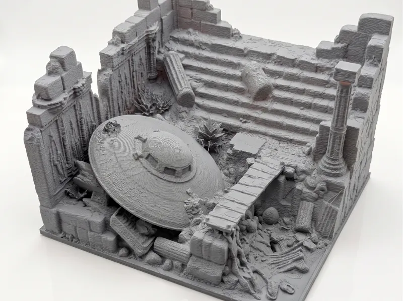 UFO Ancient Ruins Diorama RC Crawler Obstacle 