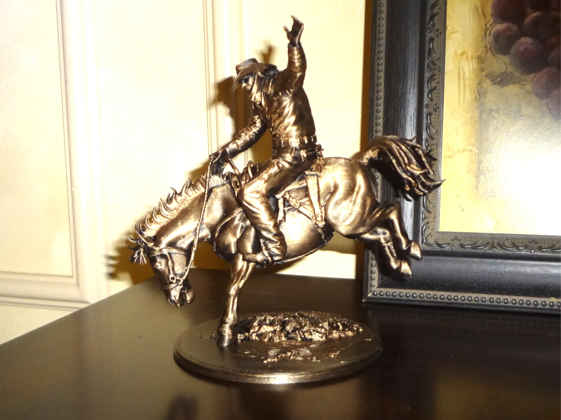 Faux Bronze Bucking Bronc Rider Wild West Figurine