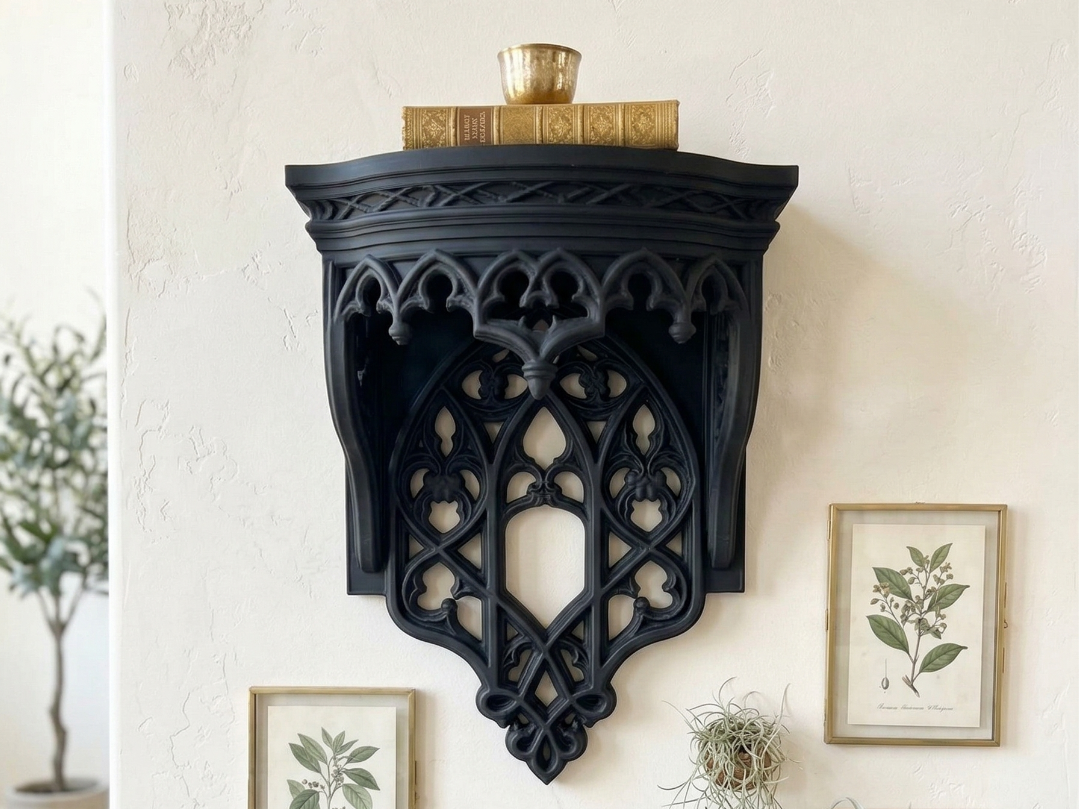 Baroque Wall Shelf - Elegant Vertical Scroll