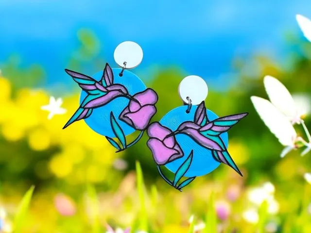 Aretes colibrí y flor