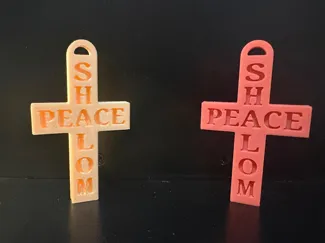 Shalom Peace Crossword on Cross keychain