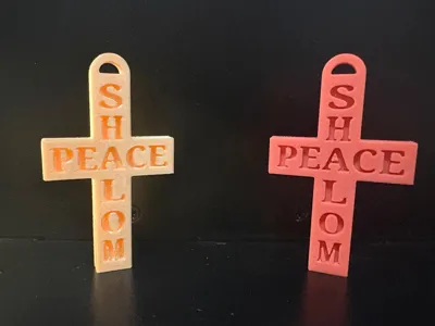 Shalom Peace Crossword on Cross keychain