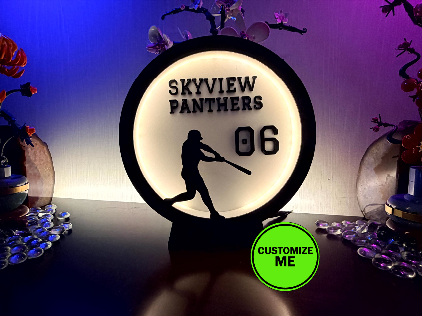 Ring Lamp | Baseball Lamp | Custom Name and Number
