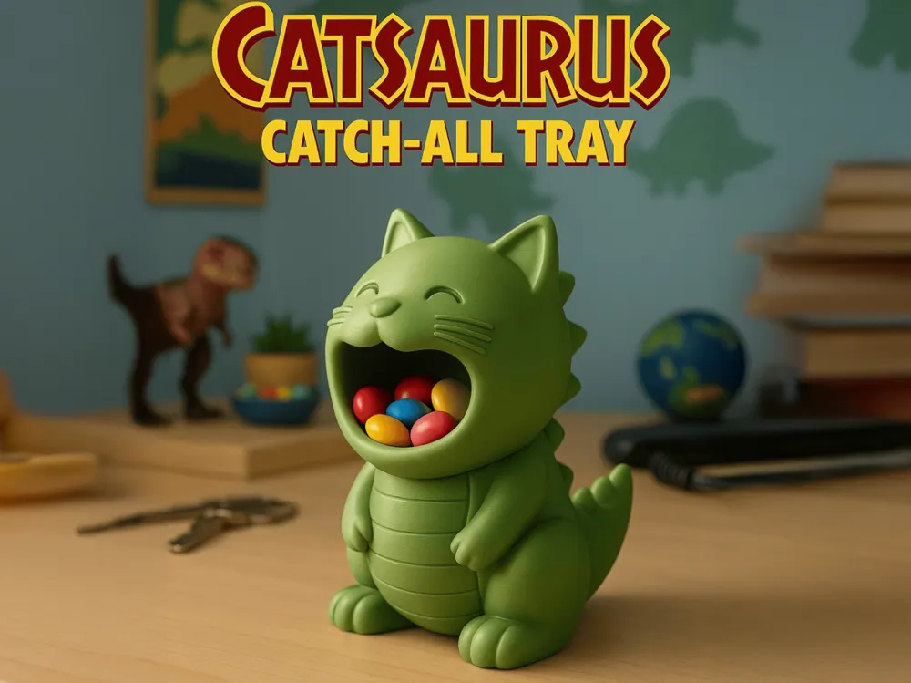 Catsaurus Racks CatSaurus Catch-All Tray (Dual Size) - Free 3D Print Model - MakerWorld