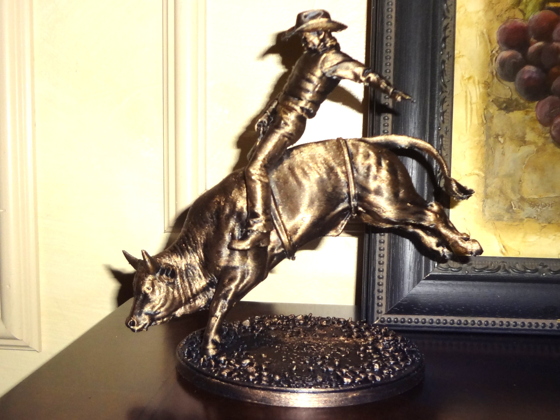 Faux Bronze Bucking Bull Rider Wild West Figurine!