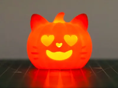 Love Cat Jack O Lantern Cute Pumpkin Cat Head LED