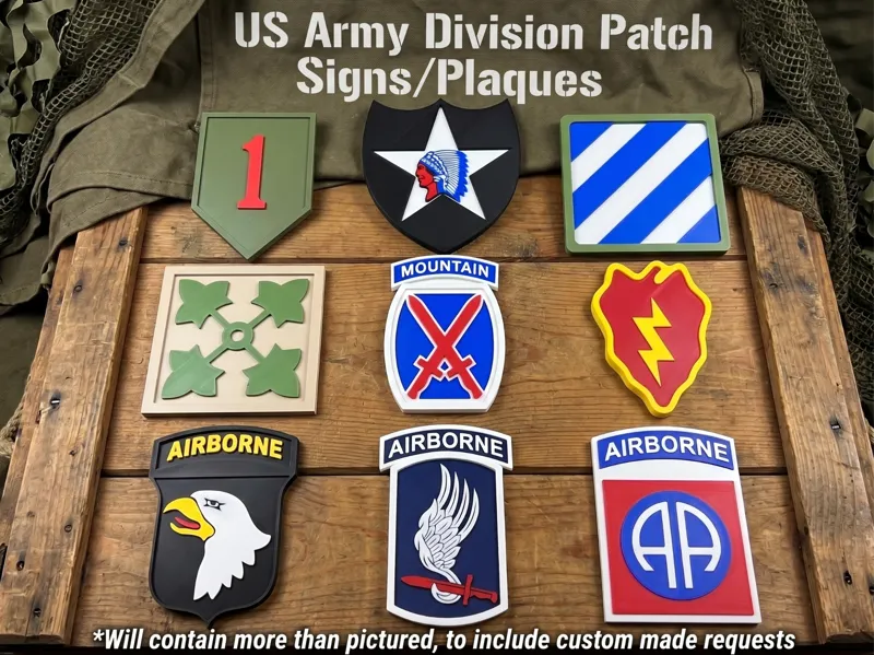 US Army Division Patch Wall Plaques / Desk Signs