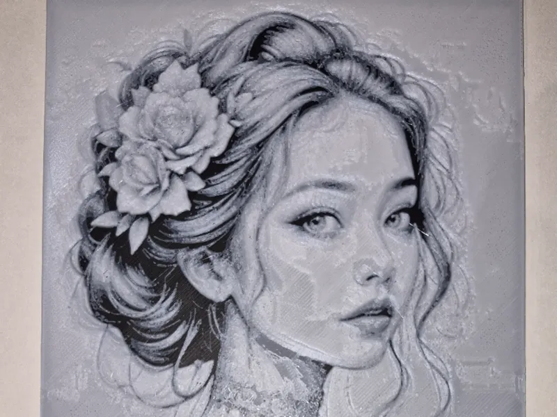 Midnight Bloom  Elegant Floral Portrait Lithophane