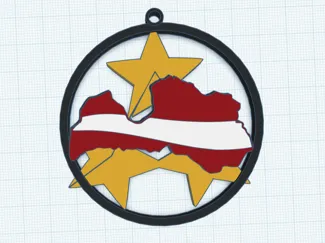 Latvia contour three star keychain / Latvija