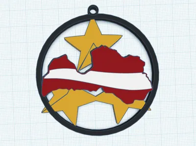 Latvia contour three star keychain / Latvija