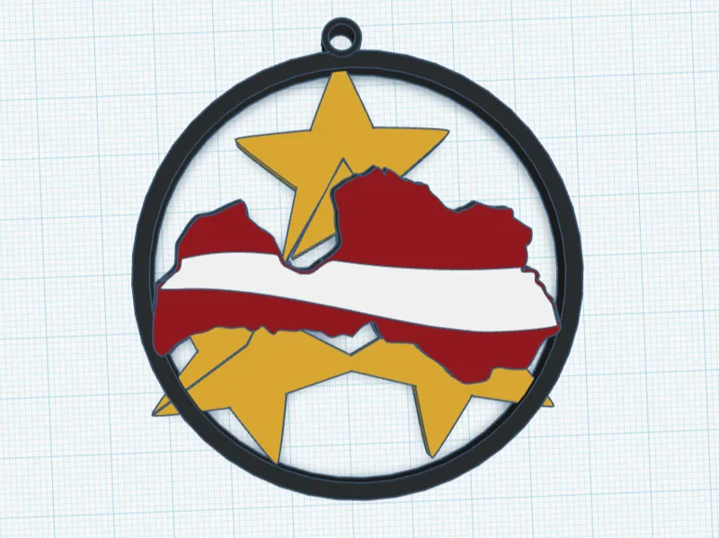 Latvia contour three star keychain / Latvija