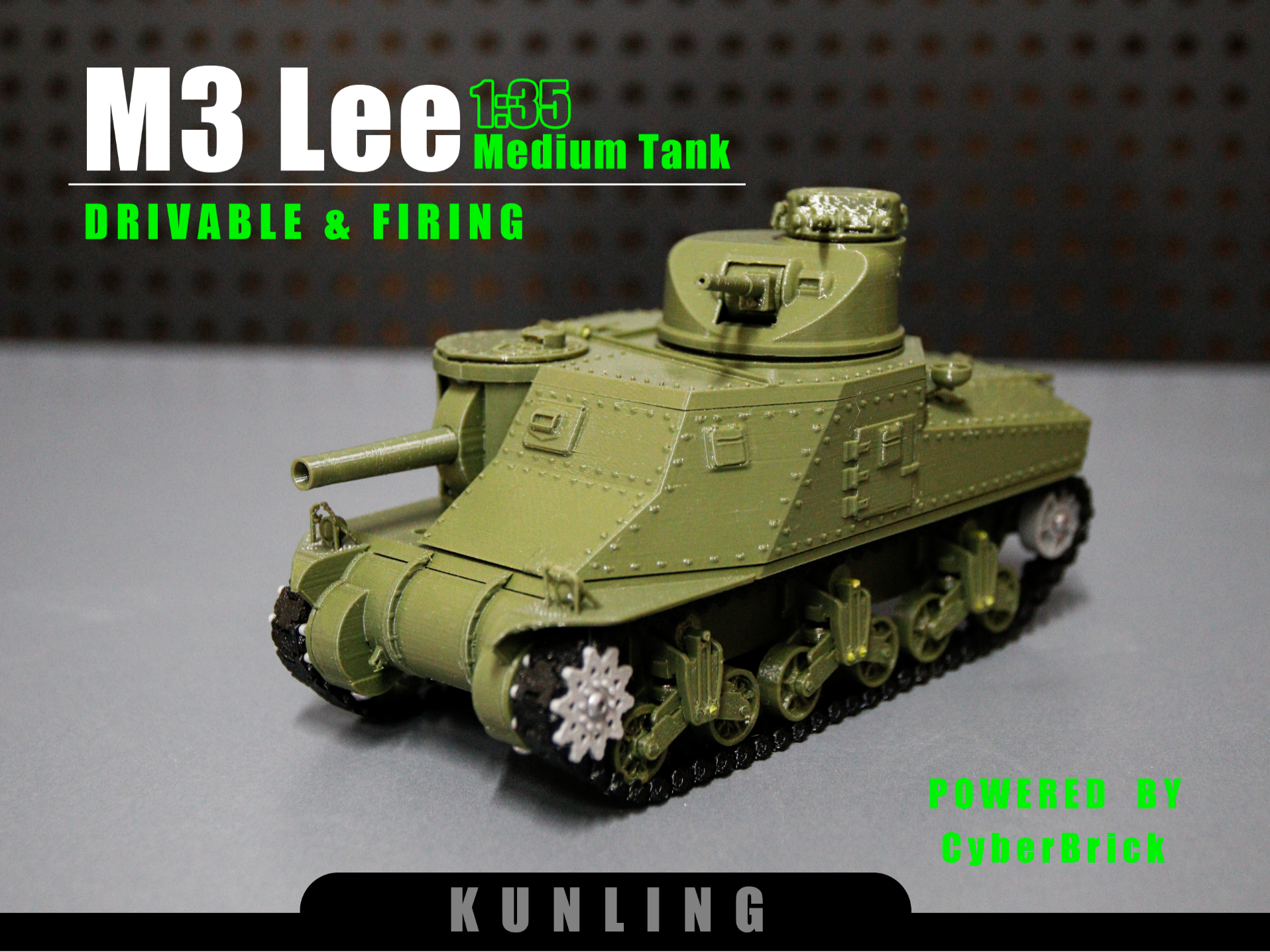 M3 Lee RC tank，powered by cyberbrick，1/35