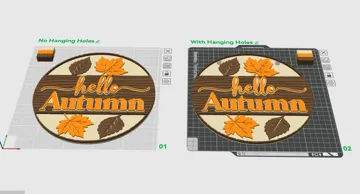 Letrero o emblema decorativo: Hello Autumn Wood Texture Round Sign Fall Decor — vista de referencia 4