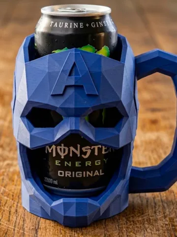 Tapa o cubierta: Captain America Can Holder – Low Poly Mug — vista de referencia 2