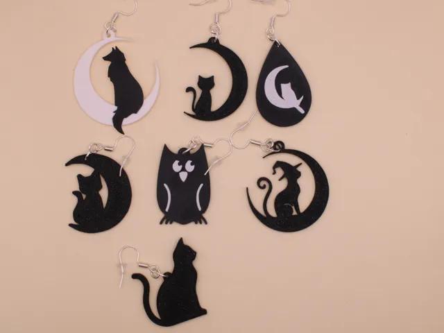 Halloween Earrings pt 11 - Cat Owl Wolf Earrings