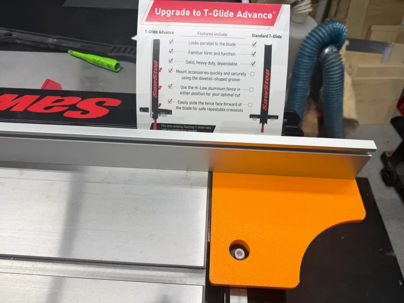 SawStop T-Glide Advance Fence - In Feed Support