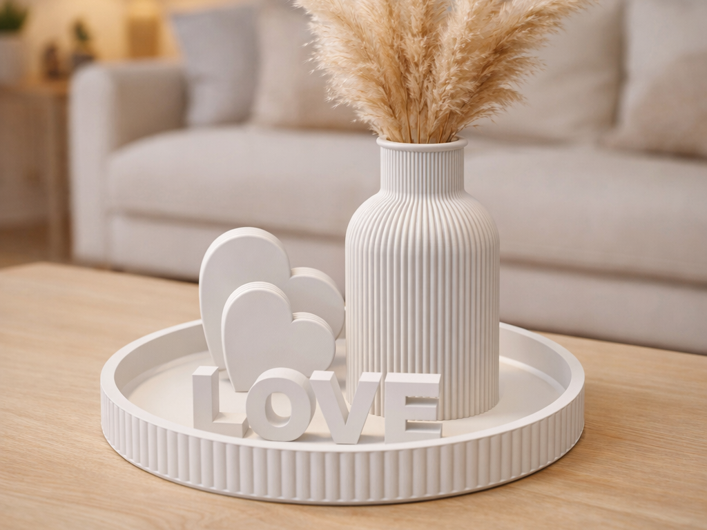 3D модель Декоративний набір Japandi «Love & Home» — ваза, таця, фігурки — 3D друк Львів
