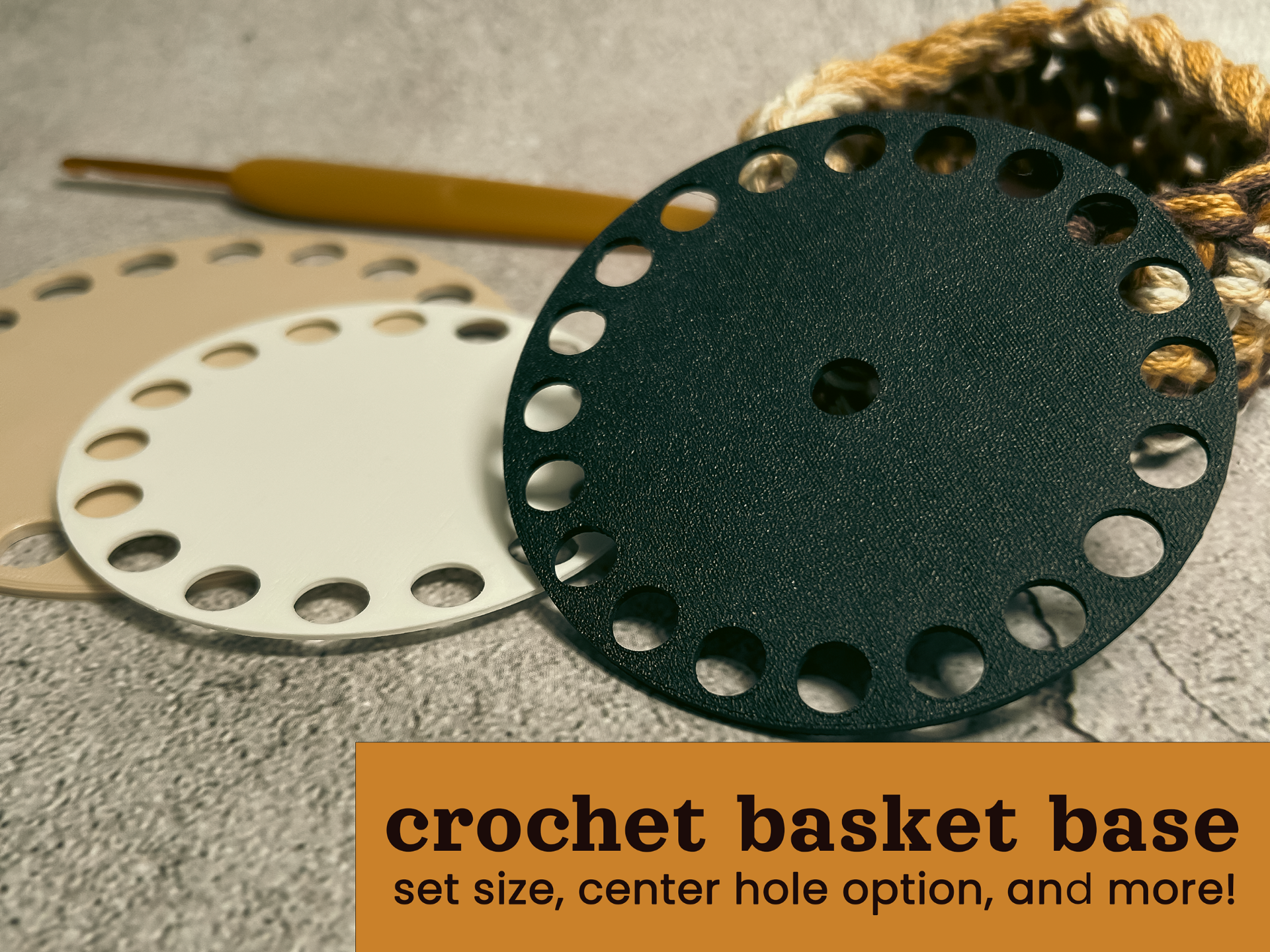 Customizable Round Crochet and Macrame Basket Base