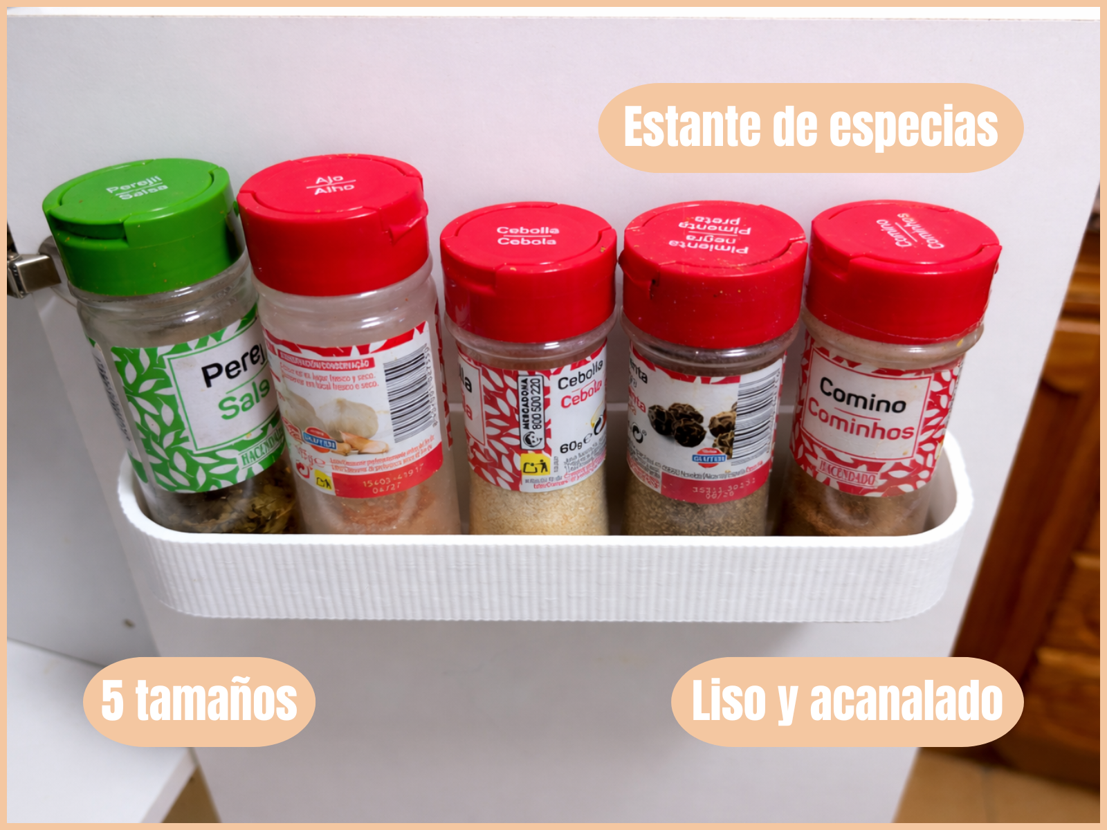Estante de especias puerta 2-6 botes