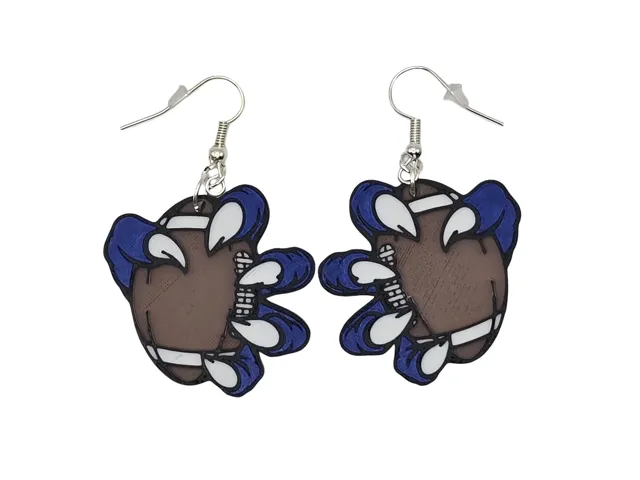 Monster claw holding football earrings