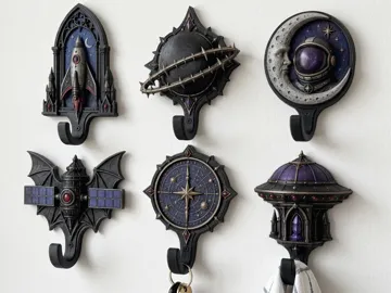 Letrero o emblema decorativo: Gothic Sci-Fi Space Wall Hooks — vista de referencia 3