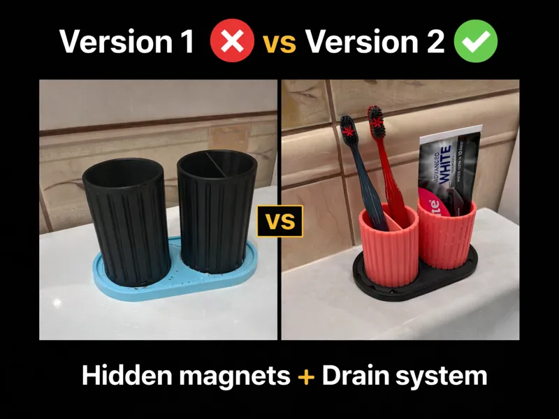 Magnetic Toothbrush & Toothpaste Holder V2