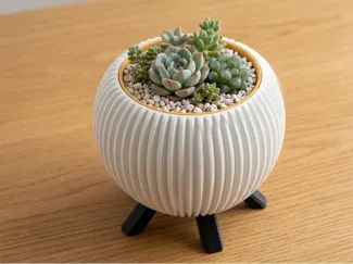 Modern Ribbed Sphere Planter