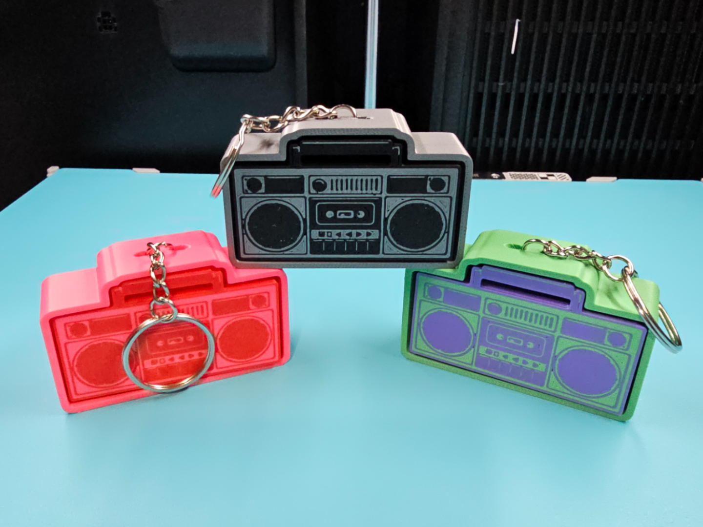 Boom box fidget clicker keychain boombox