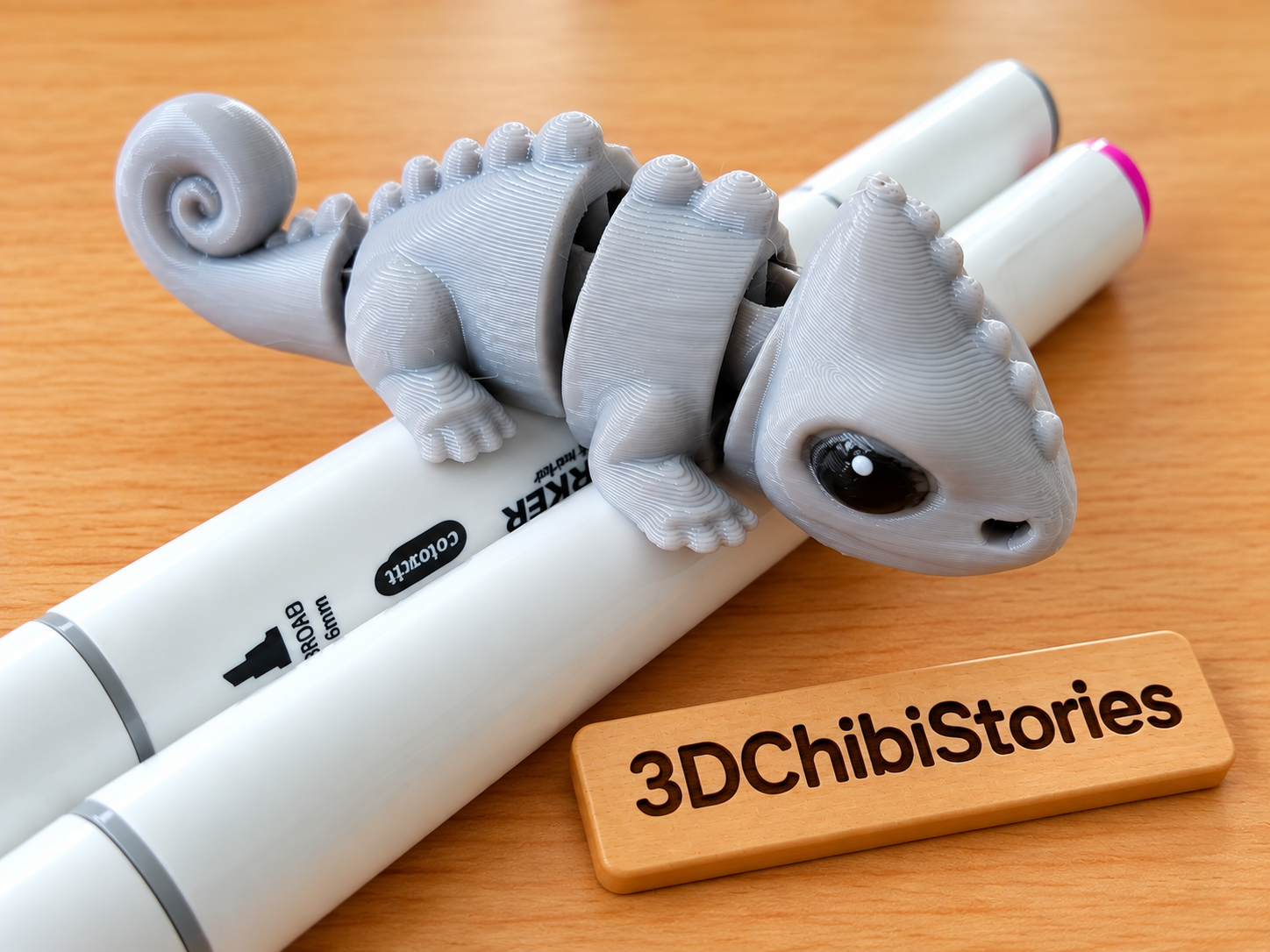 Cute Chameleon Flexi Keychain | Single Color Print 3D model