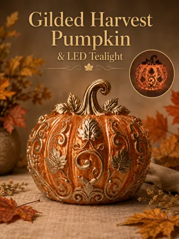 Accesorio de iluminación decorativa: Gilded Harvest Pumpkin Decor & Tealight Holder — vista de referencia 2