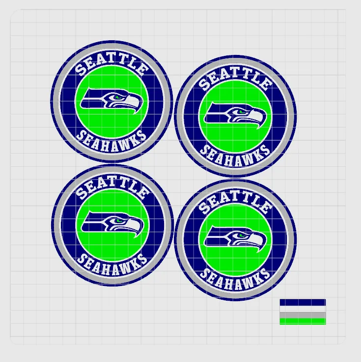 Seattle Seahawks - Coaster Set - Free 3D Print Model - MakerWorld