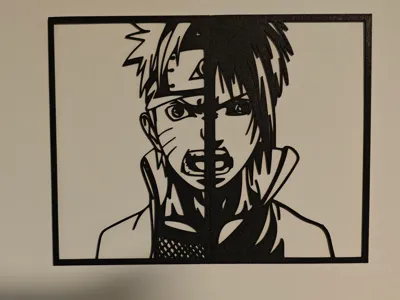 Naruto Uzumaki and Sasuke Uchiha 3D Printed Wall Art Decor