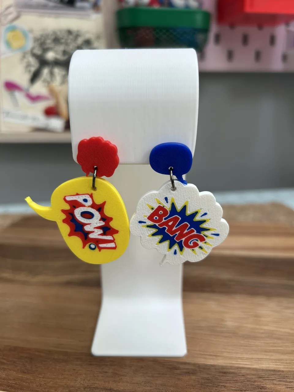 retro pop art abstract earrings view 2