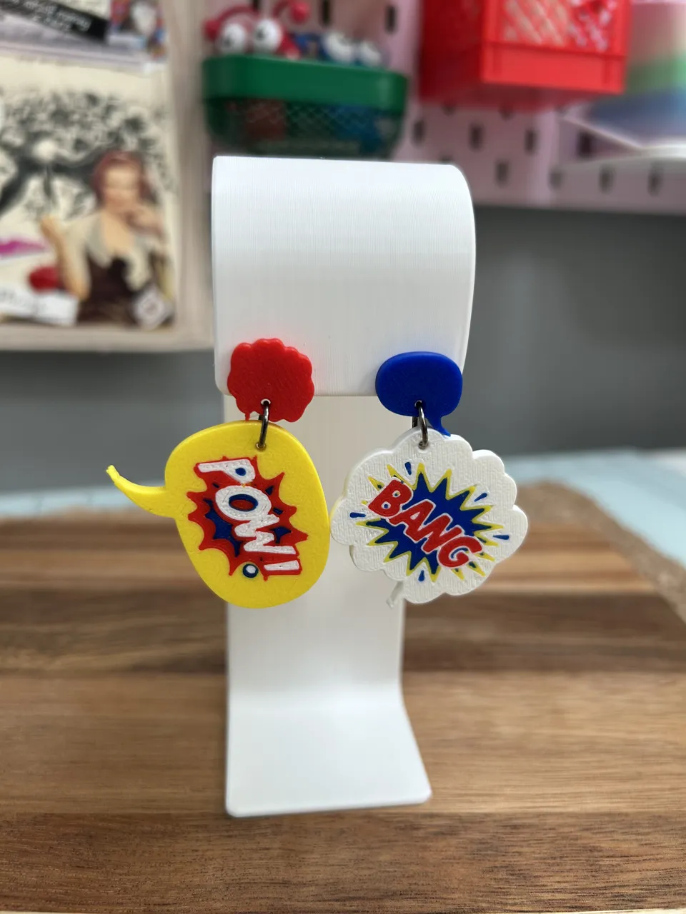 retro pop art abstract earrings view 3