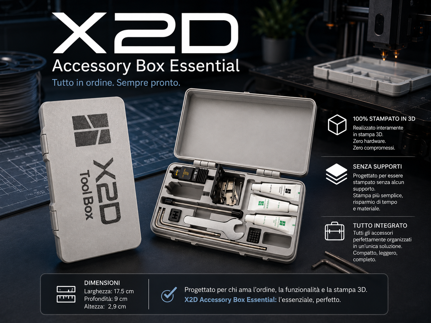 X2D Essential Accessory organizers print in place
