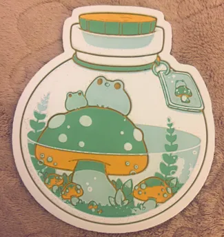 Cute Kawaii Frog Mushroom Jar